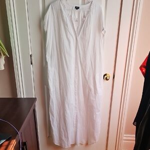 Gap Body White Button-Front Maxi Dress
